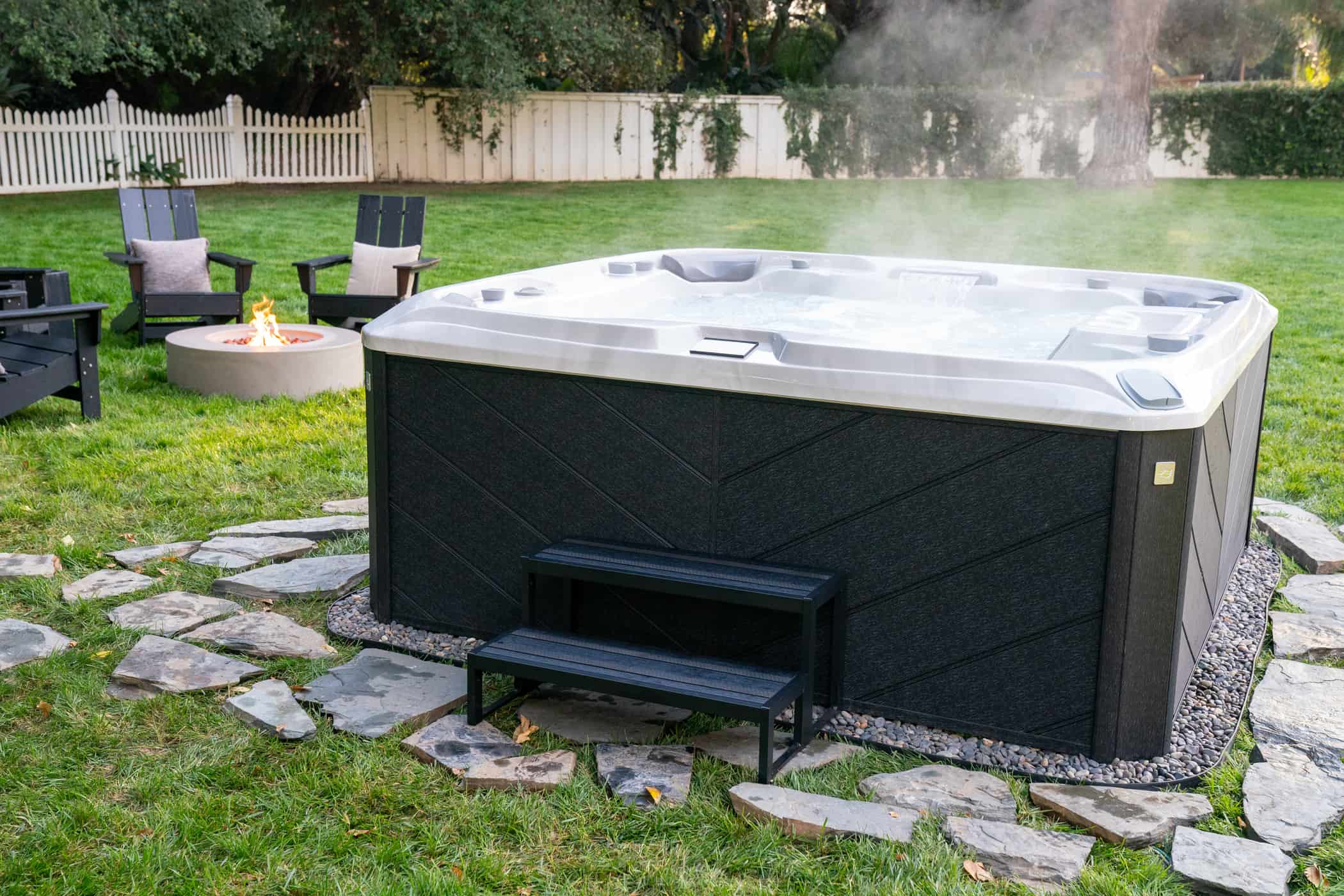 880 series optima spa with platinum cabinetry